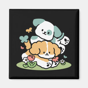 Imã Feliz Cachorro A Cair Em Maio - Arte Canina Kawaii