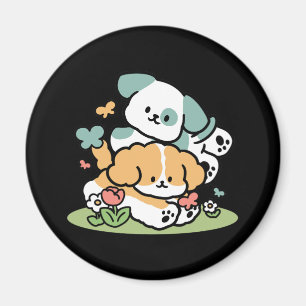 Imã Feliz Cachorro A Cair Em Maio - Arte Canina Kawaii