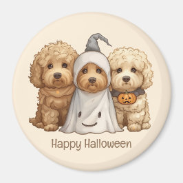 Imã Feliz Cachorro de Goldendoodle de Halloween
