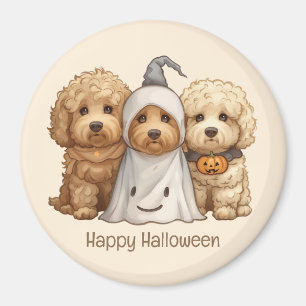 Imã Feliz Cachorro de Goldendoodle de Halloween