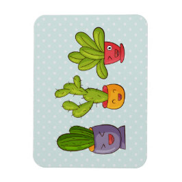Ímã Feliz Cactus Cute em Potes Flores, ilustração dive