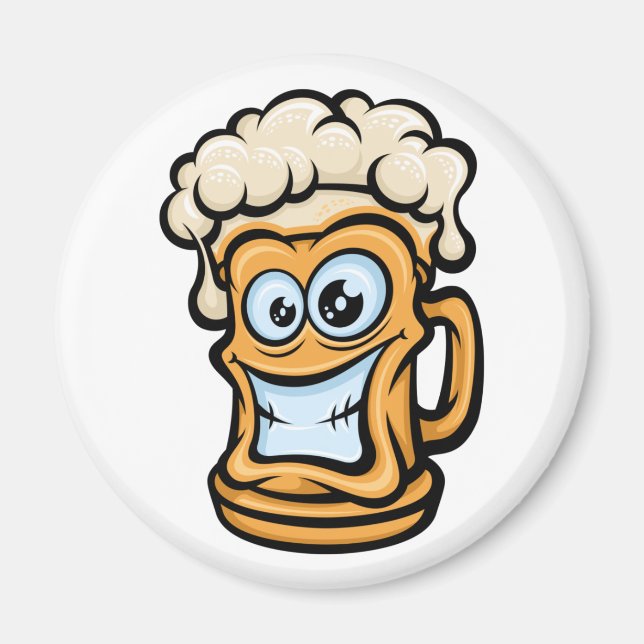 Imã Feliz Cama De Cerveja, Ilustração Engraçada (Frente)