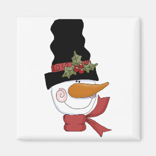 Imã Feliz Camiseta e presentes de boneco de neve