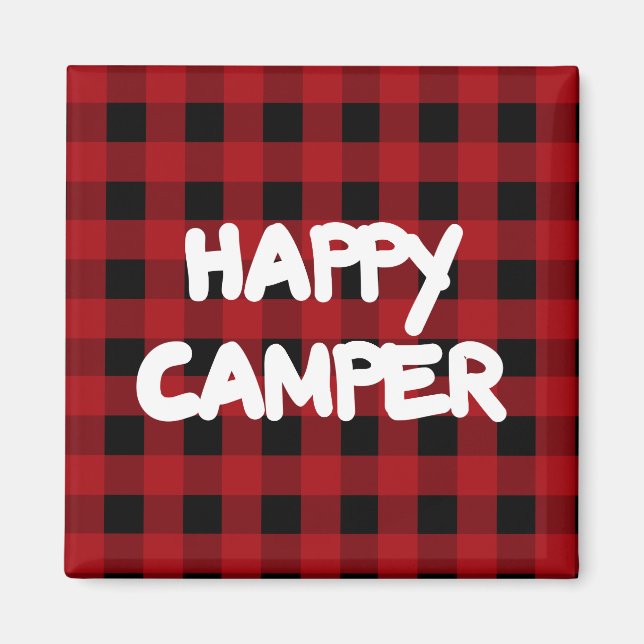 Imã Feliz Camper Red Buffalo Xadrez Refrigeradora (Frente)
