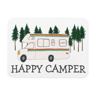 Ímã FELIZ CAMPER Whimsical Retro RVing Motorhome Trees