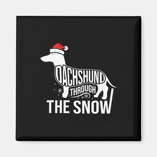 Imã Feliz Cão De Natal Dachshund Através Da Corte De N (Frente)