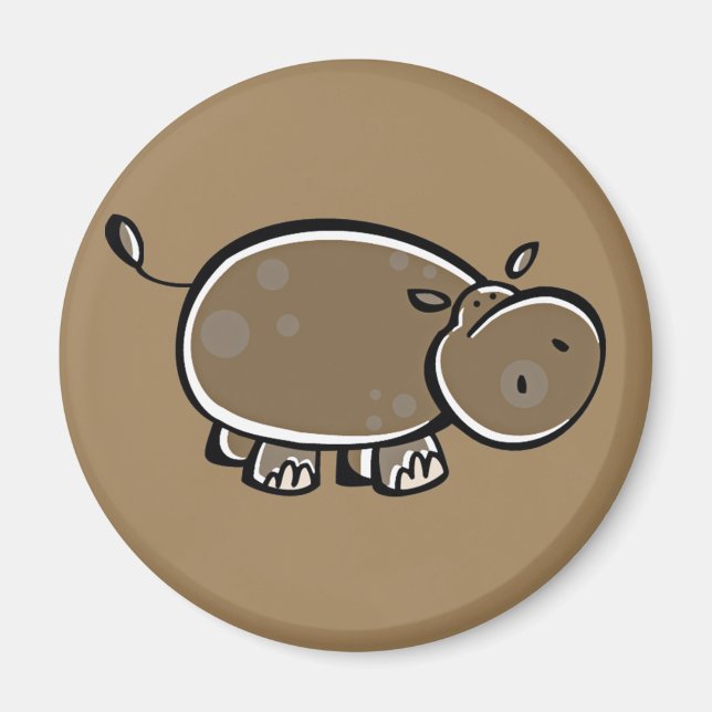 Imã Feliz Cartoon Hippo (Frente)