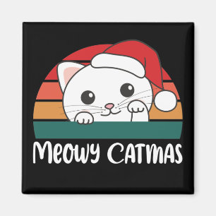 Imã Feliz Catmas Engraçado Gato Magnético de Natal