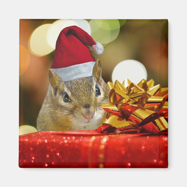 Imã Feliz Chipmunk Feliz Natal (Frente)