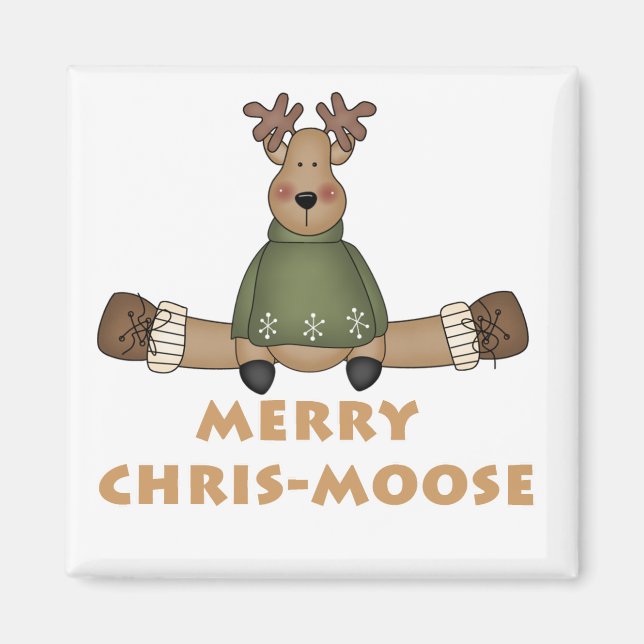 Imã Feliz Chris-Moose T-shirts e presentes (Frente)