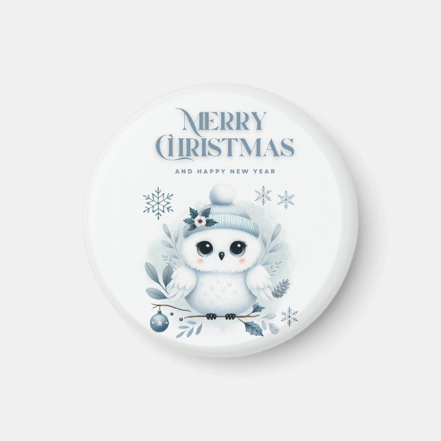 Imã Feliz Coruja de Natal (Frente)