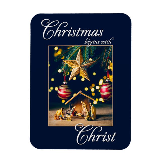 Ímã Feliz Cristo da Cena de Natal (Vertical)