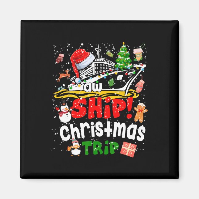 Imã Feliz Cruisemas Funny Cruise Ship Family Natal (Frente)