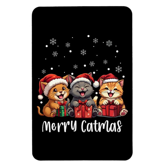 Ímã Feliz de Gatinhos de Natal Catmas (Vertical)