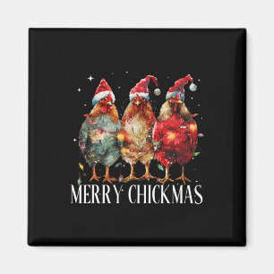 Imã Feliz de Natal de Frango de Natal Luz Santa Hat