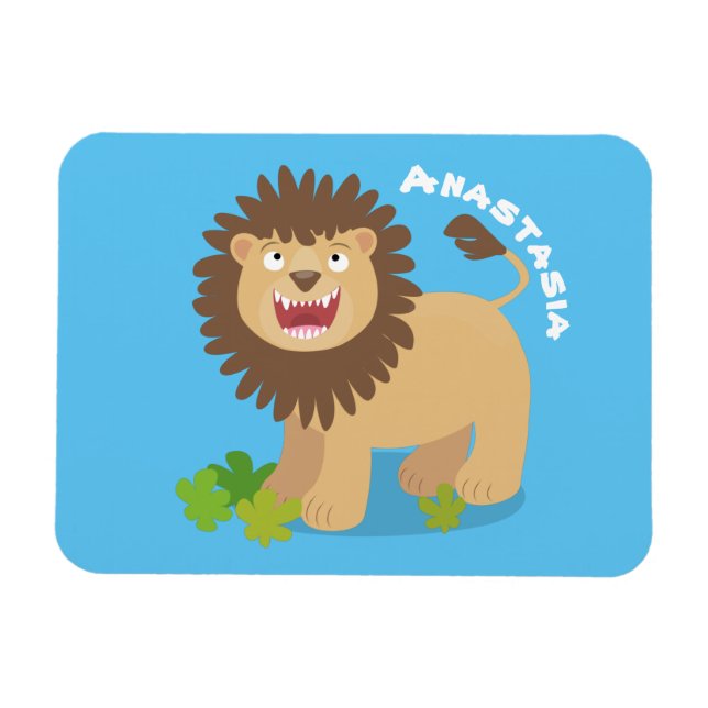 Ímã Feliz desenho animado de leão (Horizontal)