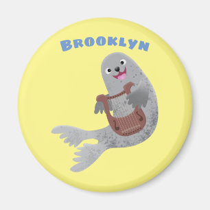 Imã Feliz desenho animado do selo harp