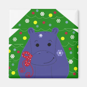 Imã Feliz Design de Natal Hippo