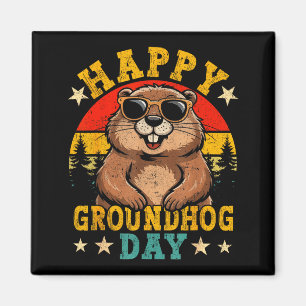 Imã Feliz Dia da Marmota Vintage Amante de Animais Hom
