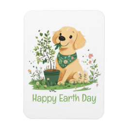 Ímã Feliz Dia da Terra Cachorro Golden Retriever Jardi