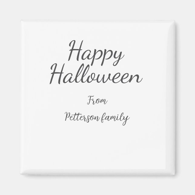 Imã Feliz Dia das Bruxas adiciona nome familiar caligr (Frente)