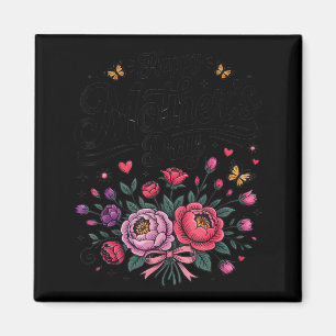 Imã Feliz dia das mães 2026 buquê floral vintage