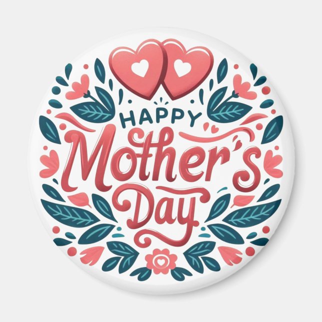 Imã Feliz Dia das Mães - Coração Botânico & Letra  (Frente)
