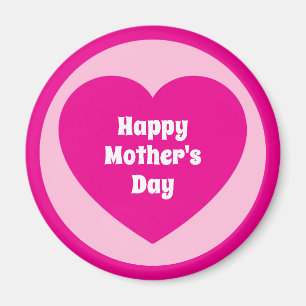 Imã Feliz Dia das Mães Coração Rosa Simples Fofo