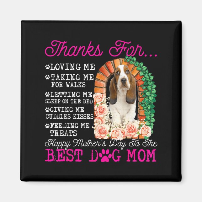 Imã Feliz dia das mães divertido cachorro mãe fofo bas (Frente)