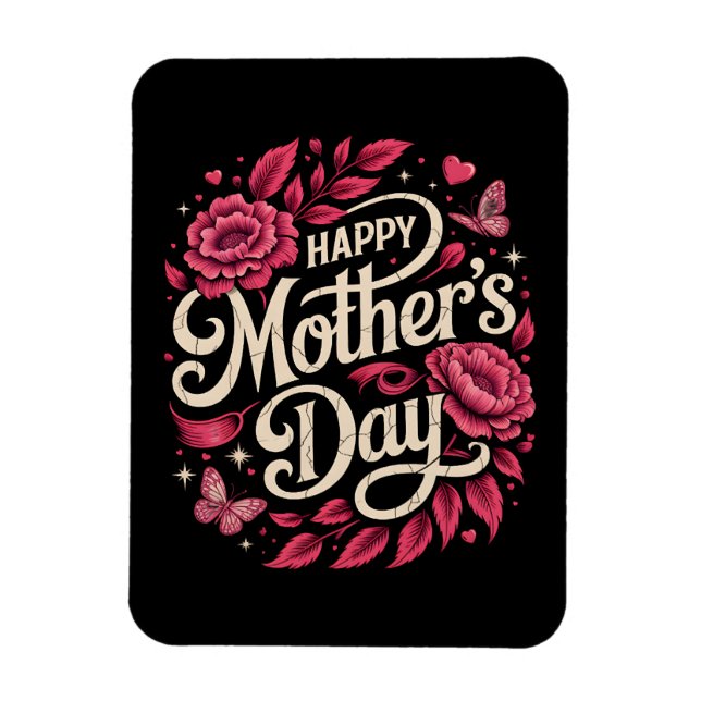 Ímã Feliz Dia das Mães Querida Mãe Floral (Vertical)