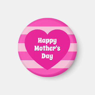 Imã Feliz Dia das Mães Rosa Quente Coração Simples Fof