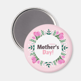 Imã Feliz Dia das Mães Tulipas Rosa