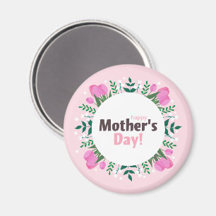 Imã Feliz Dia das Mães Tulipas Rosa
