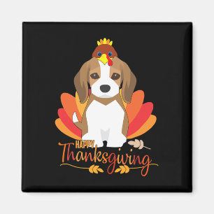 Imã Feliz Dia de Ação de Graças Com Cachorro Beagle Pe