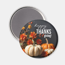 Imã Feliz Dia de Ação de Graças Flores Laranja de Abób
