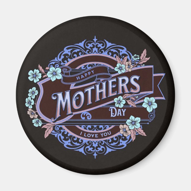 Imã Feliz Dia de as mães Flores Vitorianas (Frente)