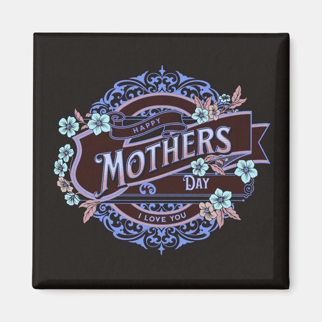 Imã Feliz Dia de as mães Flores Vitorianas (Frente)