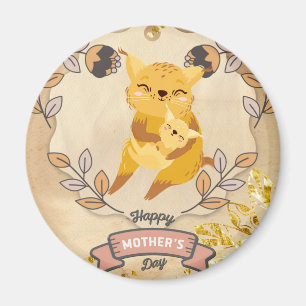 Imã Feliz Dia de as mães, Gato e Gatinho
