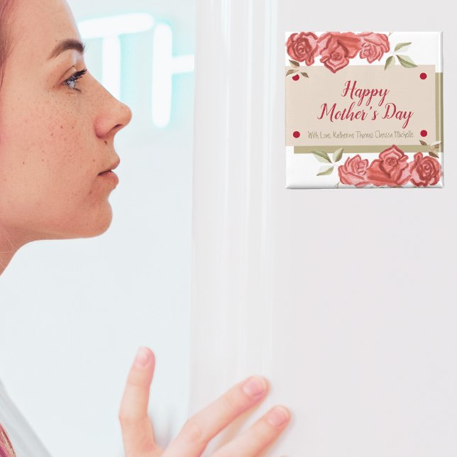 Imã Feliz dia de as mães Moderno Único do Rosa vermelh (Criador carregado)