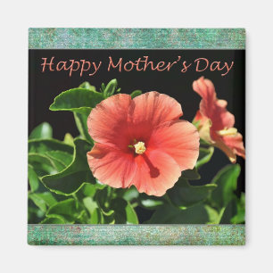 Imã Feliz Dia de as mães Peach Hibiscus