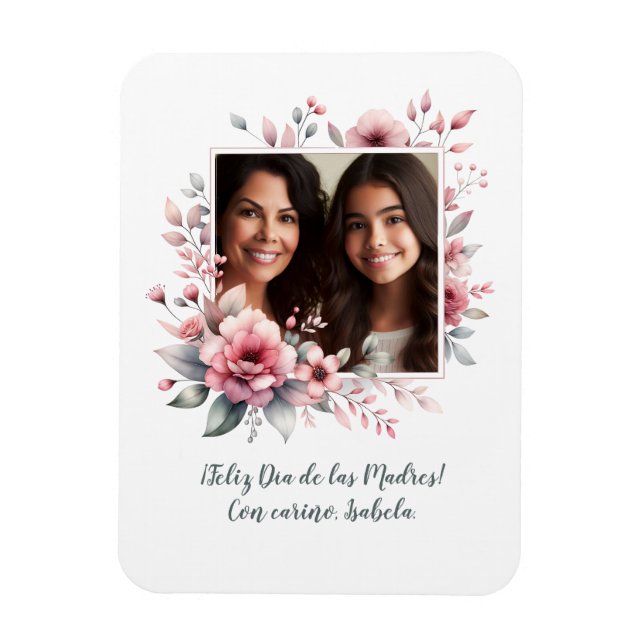 Ímã Feliz Día de las Madres Foto Personalizada Espanho (Vertical)