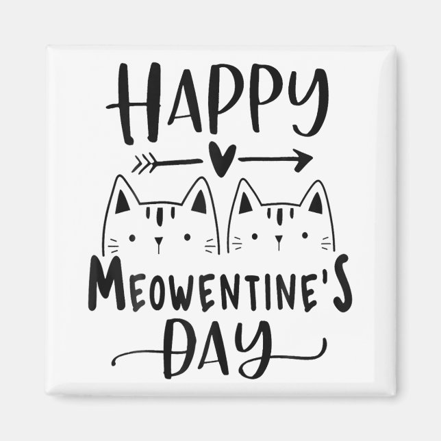 Imã Feliz Dia de Meowentine Dia de os namorados Engraç (Frente)