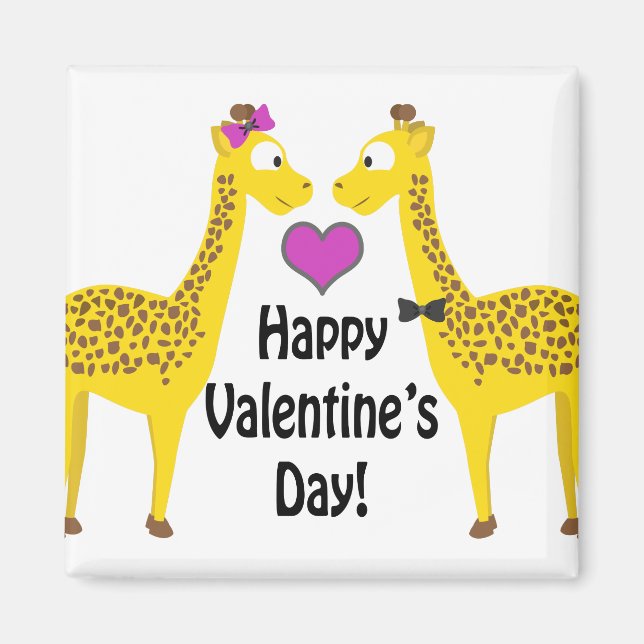 Imã Feliz dia de os namorados Girafas (Frente)