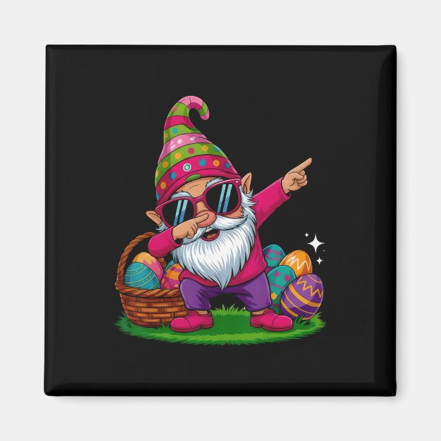 Imã Feliz Dia de Páscoa Gnome Abraço Ovos de Páscoa Mu (Frente)
