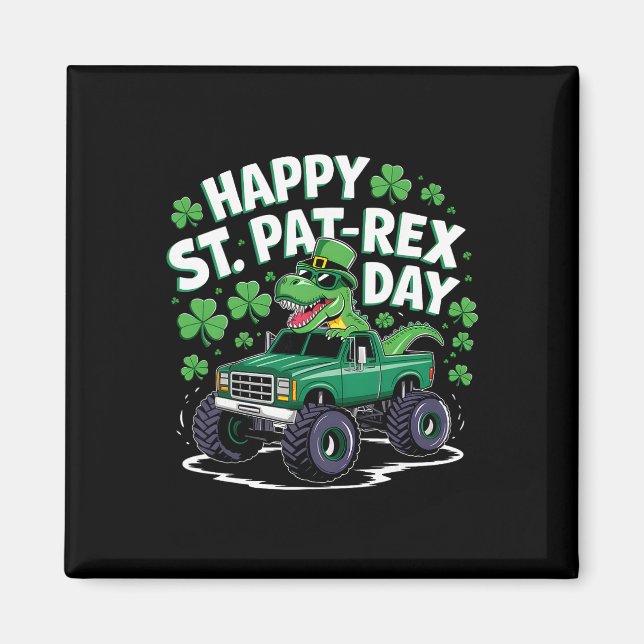 Imã Feliz Dia de São Patr-rex Patrick Dinossauro Monst (Frente)