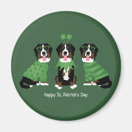 Imã Feliz Dia de São Patrício Bernese Mountain Dogs