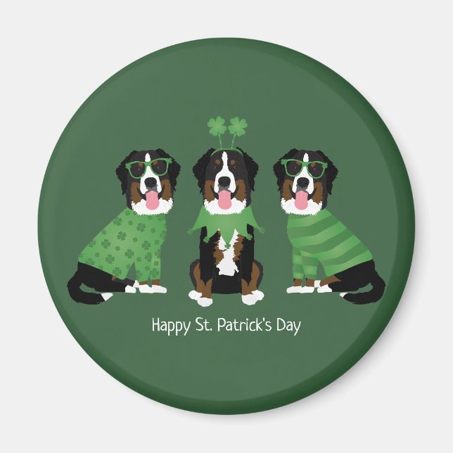 Imã Feliz Dia de São Patrício Bernese Mountain Dogs (Frente)
