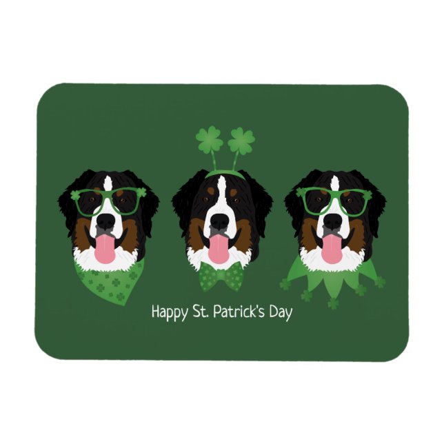 Ímã Feliz Dia de São Patrício Bernese Mountain Dogs (Horizontal)