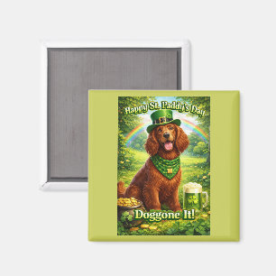 Imã Feliz Dia de São Patrício Lindos Setter Irlandeses