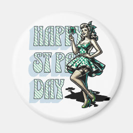 Imã Feliz Dia de São Patrício Pinup Girl com Shamrock